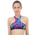 Spring Flower Neon Wallpaper High Neck Bikini Top View1