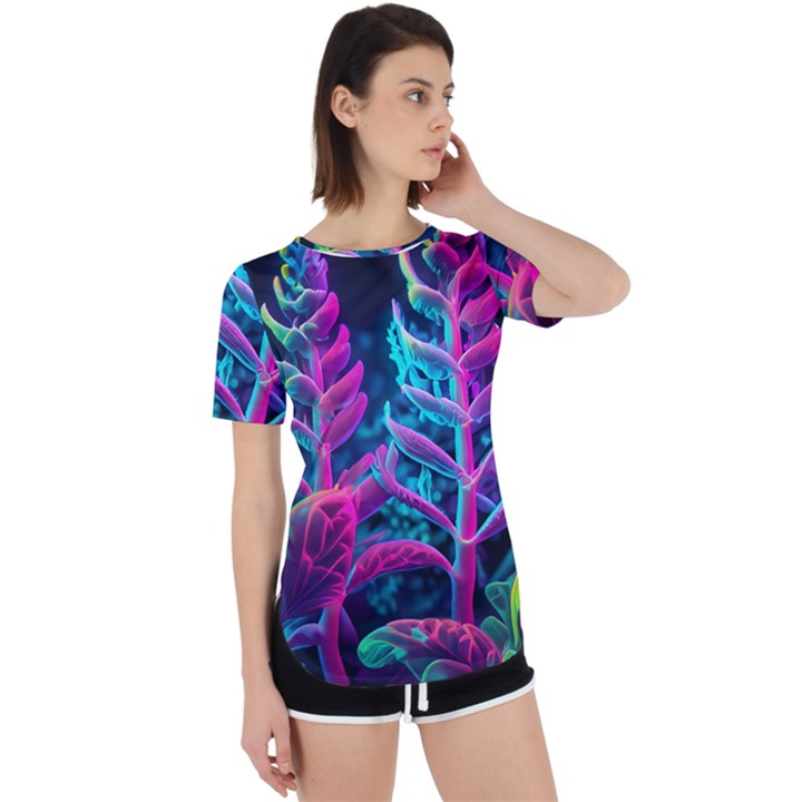 Spring Flower Neon Wallpaper Perpetual Short Sleeve T-Shirt