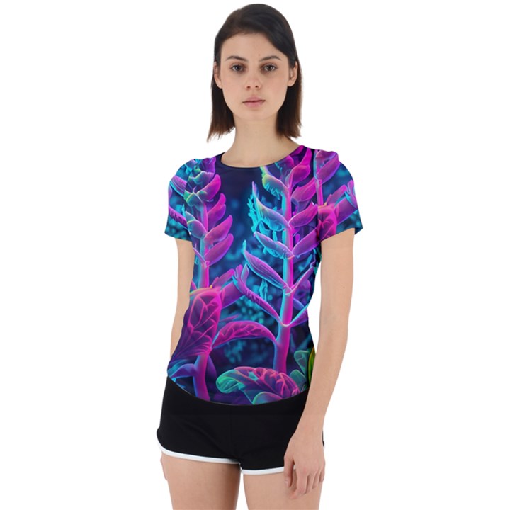 Spring Flower Neon Wallpaper Back Cut Out Sport T-Shirt