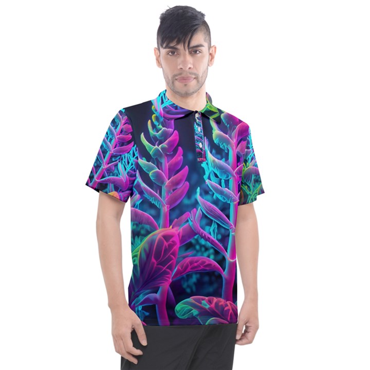 Spring Flower Neon Wallpaper Men s Polo T-Shirt