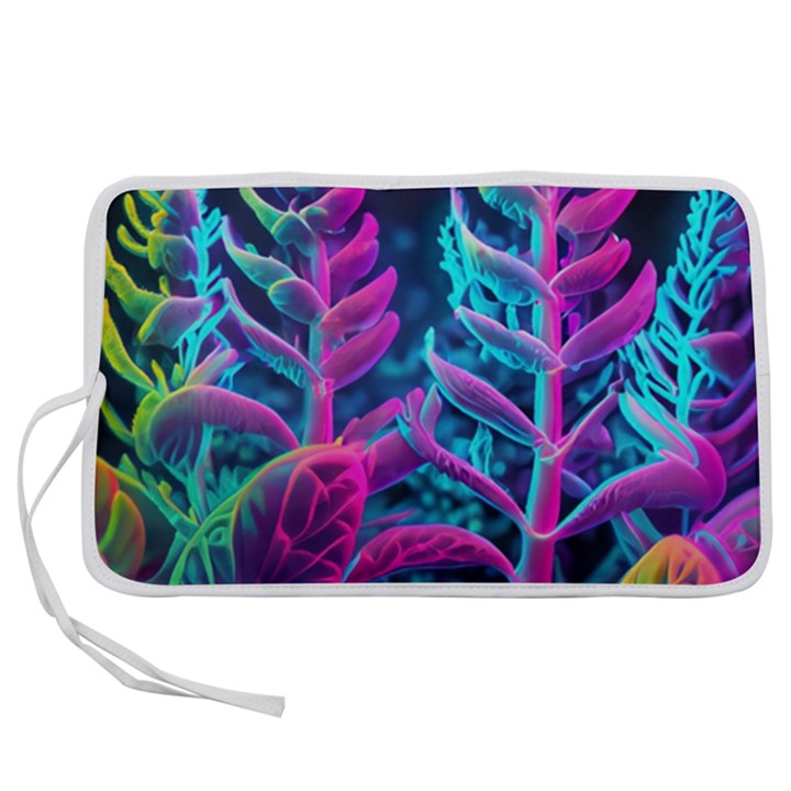 Spring Flower Neon Wallpaper Pen Storage Case (L)