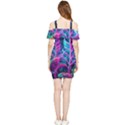 Spring Flower Neon Wallpaper Shoulder Frill Bodycon Summer Dress View2