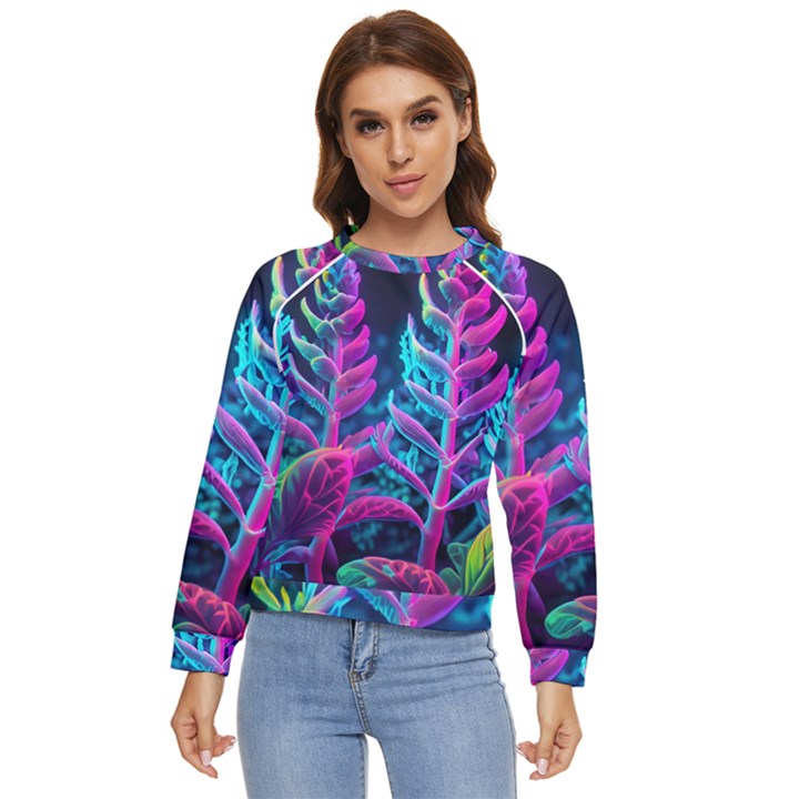 Spring Flower Neon Wallpaper Women s Long Sleeve Raglan T-Shirt