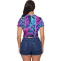 Spring Flower Neon Wallpaper Side Button Cropped T-Shirt View4