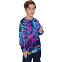 Spring Flower Neon Wallpaper Kids  Crewneck Sweatshirt View3