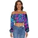 Spring Flower Neon Wallpaper Long Sleeve Crinkled Weave Crop Top View1