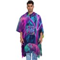 Spring Flower Neon Wallpaper Men s Hooded Rain Ponchos View1