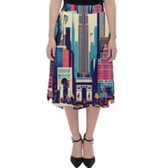 Skyscrapers City Usa Classic Midi Skirt