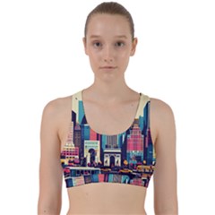 Skyscrapers City Usa Back Weave Sports Bra by Cemarart