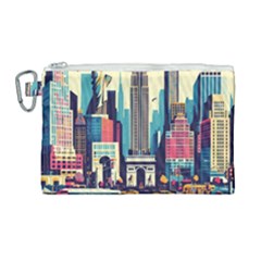 Skyscrapers City Usa Canvas Cosmetic Bag (large) by Cemarart