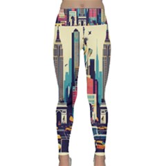 Skyscrapers City Usa Lightweight Velour Classic Yoga Leggings by Cemarart