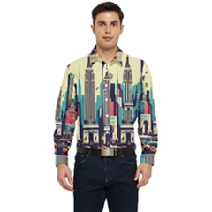 Skyscrapers City Usa Men s Long Sleeve Pocket Shirt 