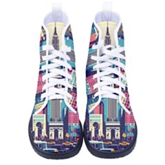 Skyscrapers City Usa Women s High-top Canvas Sneakers by Cemarart