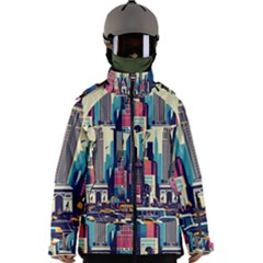 Skyscrapers City Usa Men s Zip Ski And Snowboard Waterproof Breathable Jacket by Cemarart