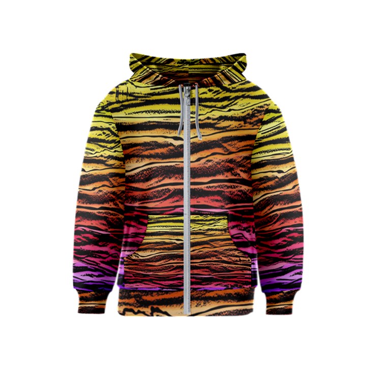 Rainbow Wood Digital Paper Pattern Kids  Zipper Hoodie