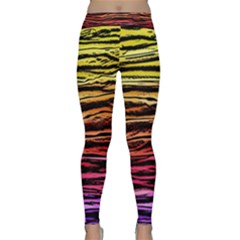 Rainbow Wood Digital Paper Pattern Classic Yoga Leggings by Cemarart