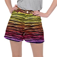 Rainbow Wood Digital Paper Pattern Women s Ripstop Shorts by Cemarart