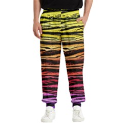 Rainbow Wood Digital Paper Pattern Men s Elastic Waist Pants by Cemarart