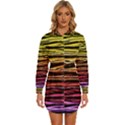 Rainbow Wood Digital Paper Pattern Womens Long Sleeve Shirt Dress View1