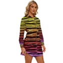 Rainbow Wood Digital Paper Pattern Womens Long Sleeve Shirt Dress View3