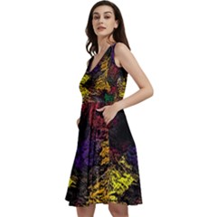 Eiffel Tower Pattern Wallpaper Sleeveless V-neck Skater Dress With Pockets by Cemarart