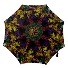 Floral Patter Flowers Floral Drawing Hook Handle Umbrellas (medium) by Cemarart