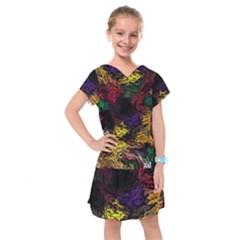 Floral Patter Flowers Floral Drawing Kids  Drop Waist Dress by Cemarart