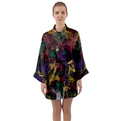 Floral Patter Flowers Floral Drawing Long Sleeve Satin Kimono by Cemarart