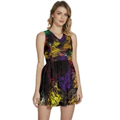 Eiffel Tower Pattern Wallpaper Sleeveless High Waist Mini Dress by Cemarart