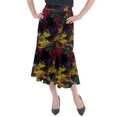 Floral Patter Flowers Floral Drawing Midi Mermaid Skirt by Cemarart