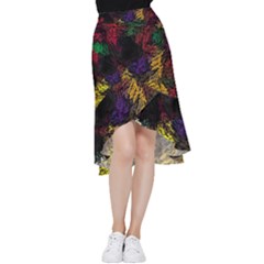 Floral Patter Flowers Floral Drawing Frill Hi Low Chiffon Skirt by Cemarart