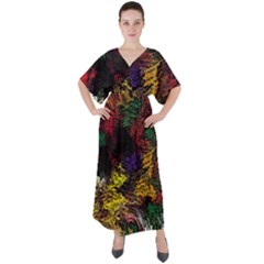 Abstract Painting Colorful V-neck Boho Style Maxi Dress