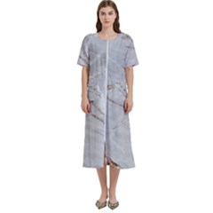 Gray Light Marble Stone Texture Background Women s Cotton Short Sleeve Nightgown by Cemarart