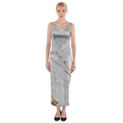 Gray Light Marble Stone Texture Background Fitted Maxi Dress by Cemarart