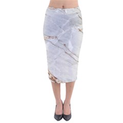 Gray Light Marble Stone Texture Background Velvet Midi Pencil Skirt by Cemarart