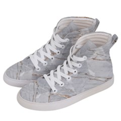 Gray Light Marble Stone Texture Background Women s Hi-top Skate Sneakers by Cemarart