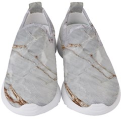 Gray Light Marble Stone Texture Background Kids  Slip On Sneakers by Cemarart