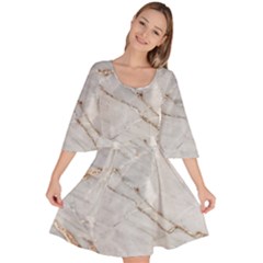 Gray Light Marble Stone Texture Background Velour Kimono Dress by Cemarart