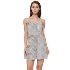 Gray Light Marble Stone Texture Background Short Frill Dress by Cemarart