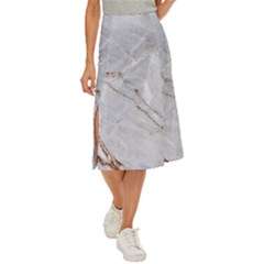 Gray Light Marble Stone Texture Background Midi Panel Skirt by Cemarart