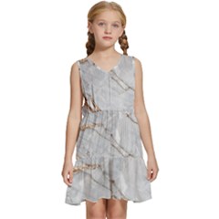 Gray Light Marble Stone Texture Background Kids  Sleeveless Tiered Mini Dress by Cemarart