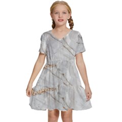 Gray Light Marble Stone Texture Background Kids  Short Sleeve Tiered Mini Dress by Cemarart