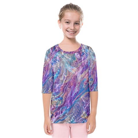 Amethyst Flow Kids  Quarter Sleeve Raglan T-shirt by kaleidomarblingart