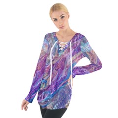 Amethyst Flow Tie Up T-shirt by kaleidomarblingart