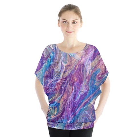 Amethyst Flow Batwing Chiffon Blouse by kaleidomarblingart