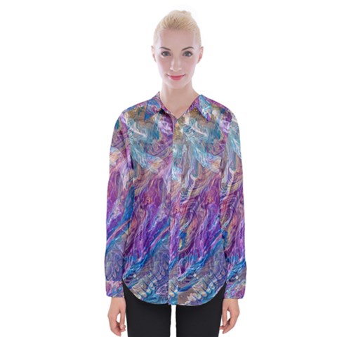 Amethyst Flow Womens Long Sleeve Shirt by kaleidomarblingart