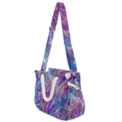 Amethyst Flow Rope Handles Shoulder Strap Bag by kaleidomarblingart