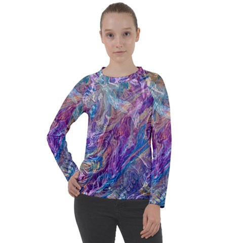 Amethyst Flow Women s Long Sleeve Raglan T-shirt by kaleidomarblingart