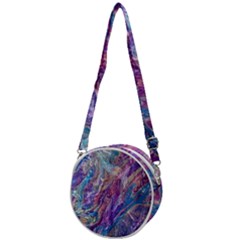 Amethyst Flow Crossbody Circle Bag by kaleidomarblingart