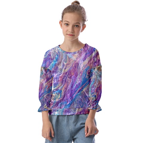 Amethyst Flow Kids  Cuff Sleeve Top by kaleidomarblingart